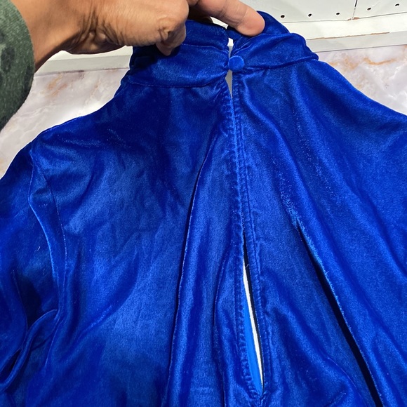 Asos cobalt blue velvet tunic with plunging V front . And back opening. SZ 6 - Picture 3 of 4